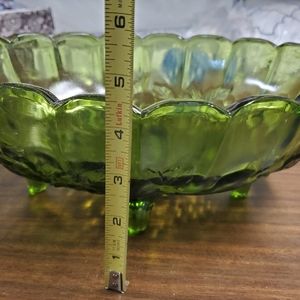 1960's Indiana Carnival Glass Green Oval Fruit Bowl